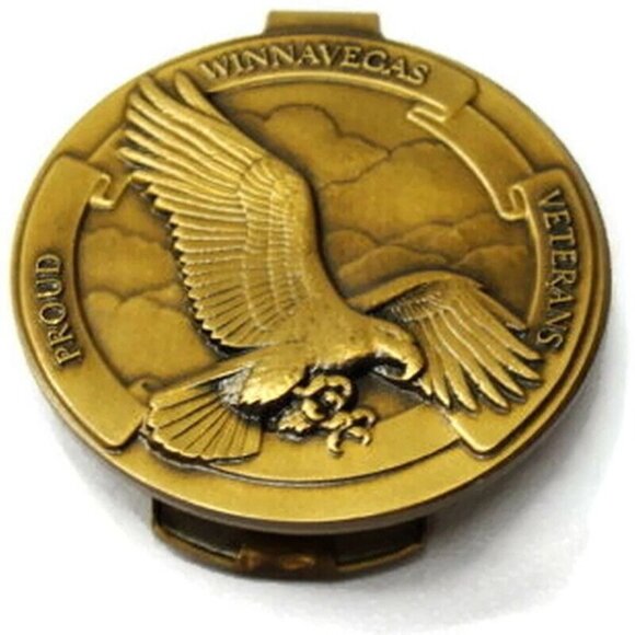Winnavegas Veterans Money Clip Gold Tone Credit Card Cash - Picture 9 of 9